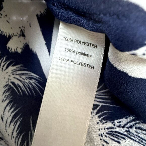CHICO'S Palm Trees Blouse Navy Blue Medium (Chicos 1) 3/4 Sleeve Womens Top - Picture 8 of 9